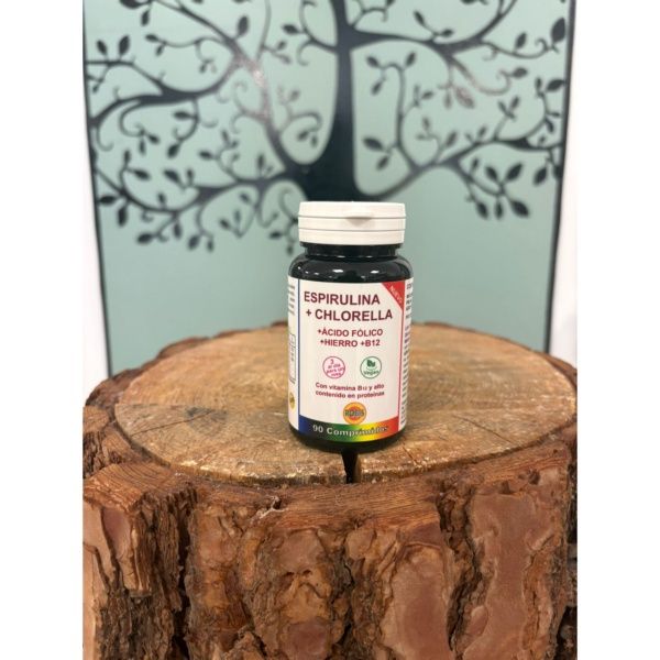 ESPIRULINA + CHLORELLA BIO (+acido folico/hierro/B12) 90comp
